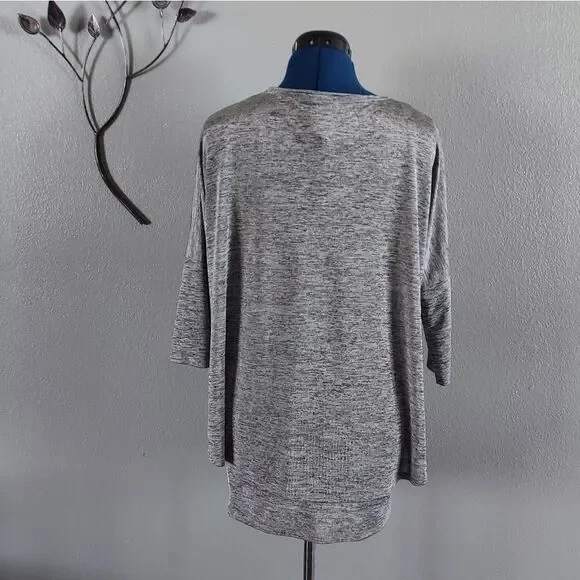 Joseph Ribkoff Layered V-Neck Tunic Top Sz 8 Silver Gray 3/4 Sleeve - Picture 3 of 10